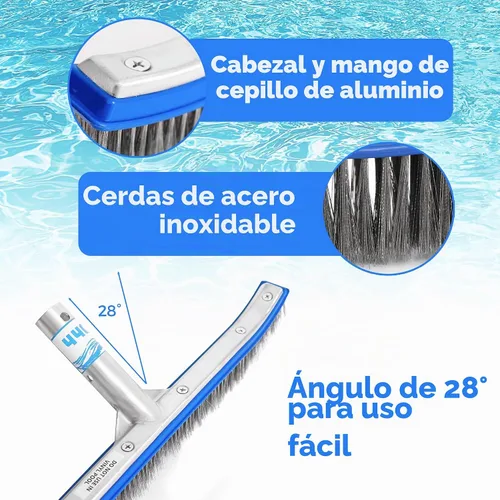 Vista 3 de 440 Cepillo de piscina de acero inoxidable de 18 pulgadas para piscinas