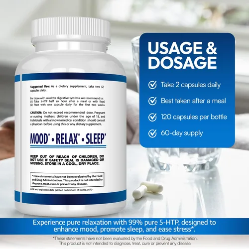 Vista 4 de Suplemento 5-HTP 0.007 oz, 120 cápsulas, BioScience Nutrition