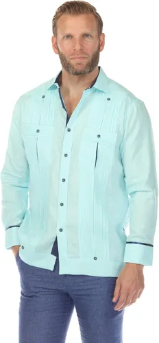 Vista 6 de Mojito Collection Guayamisa 100% lino de dos bolsillos para hombre con amplio plisado y contraste estampado