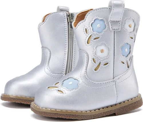 Vista 17 de BMCiTYBM Botas de bebé vaqueras para niño y niña, botas vaqueras occidentales para bebé, botas de vaquero para bebé con punta redonda, botas