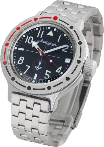 Vista 2 de VOSTOK Amphibian - Reloj de pulsera automático para hombre con cuerda automática reloj de pulsera militar para buceo anfibia 420959 acero 71 Acero