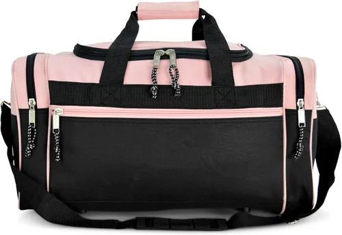 Vista 2 de DALIX - Bolsa deportiva para gimnasio y viajar de 19pulgadas, color negro, rojo, rosa, morado, azul marino, gris y azul, Rosado), DF-019-Pink