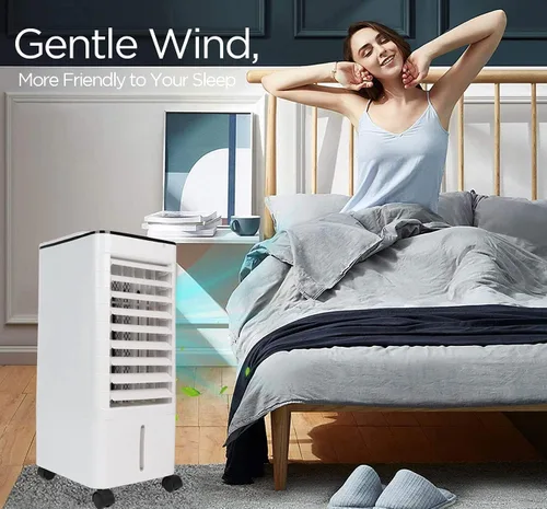Vista 6 de Enfriador de aire evaporativo, aire acondicionado portátil 3 en 1 sin ventanas, enfriador de pantano de oscilación y humidificación, incluye