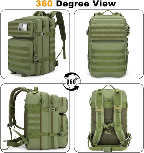 Vista 6 de Mochila Táctica 45L, Mochila Militar del Ejército, Resistente al Agua, Paquete MOLLE, Mochila de 3 Días de Emergencia Grande para Hombres y Mujeres