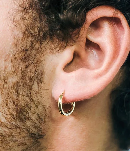 Vista 4 de Aretes de aro redondos con bisagras de oro de 14 quilates