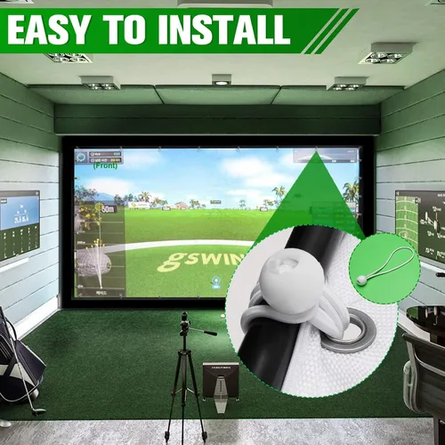 Vista 5 de aikeec Golf Simulator Impact Screen: 7mm Thickened hScreen for Indoor/Home/Garage Training - Ultra Clear Impact Screen with 32 pcs Grommets Holes