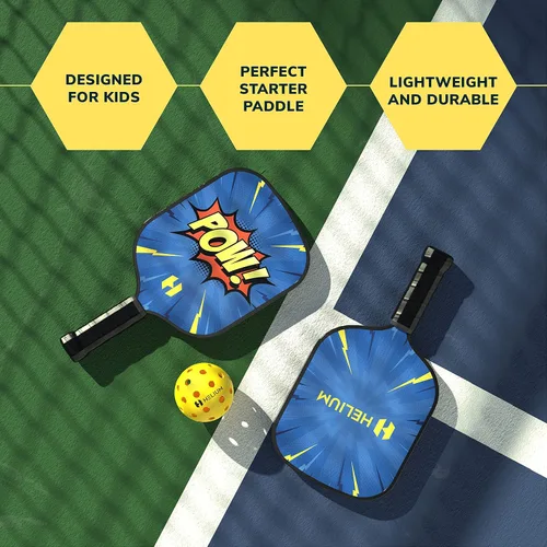 Vista 6 de Helium Paleta de pickleball para niños, paleta de tamaño infantil para niños de 12 años en adelante, núcleo de panal ligero, cara de golpe