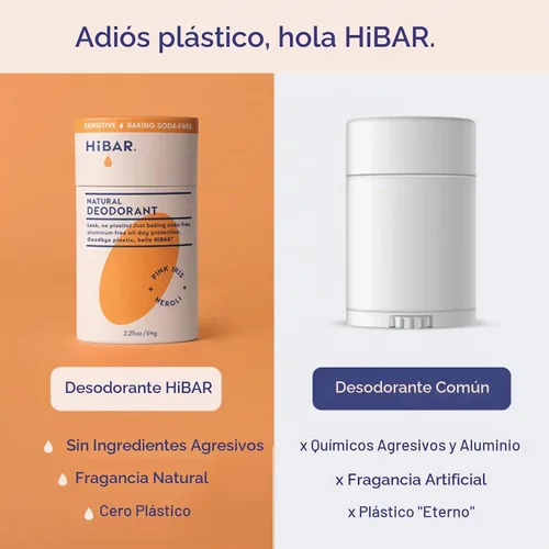 Vista 5 de HiBAR - Desodorante sensible Pink Iris & Neroli - Sin plástico - Paquete