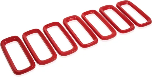 Vista 5 de Yoursme Parrilla delantera insertos malla ABS Grill Guard cubierta Trim rojo 7 unids para Jeep Renegade 2015 2016 2017 2018