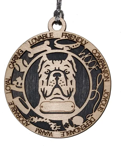 Vista 22 de Adorno de Navidad personalizado para perro Cavalier King Charles Spaniel, redondo de 3 pulgadas, madera cortada con láser de 2 capas, nombre y texto