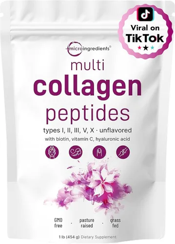 Vista 7 de Micro Ingredients Péptidos multicolágeno en polvo, 2 libras Tipo I, II, III, V, X + biotina, vitamina C y ácido hialurónico Sabor a chocolate