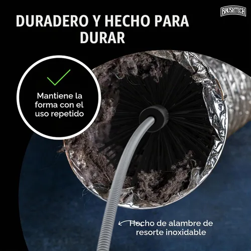 Vista 6 de Brushtech B68C cepillo para limpiar y secar conductos de ventilación, 10 pies de longitud