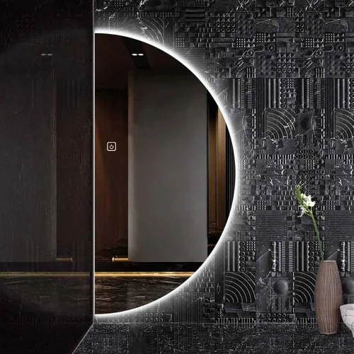 Vista 4 de NURCIX Espejo de baño LED inteligente para pared, espejo de tocador iluminado con luces y botón táctil inteligente para sala de estar, dormitorio