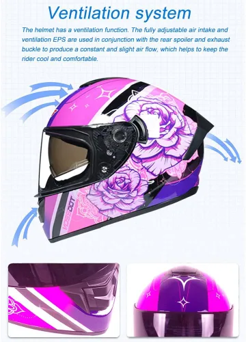 Vista 2 de Full Face Motorcycle Helmet DOT Approved Motorbike Moped Street Bike Racing Crash Helmet, Men and Women