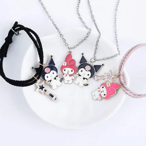 Vista 3 de Pulseras magnéticas de dibujos animados para parejas atracción mutua lindo collar de gatito Acero inoxidable multicolorfantasía