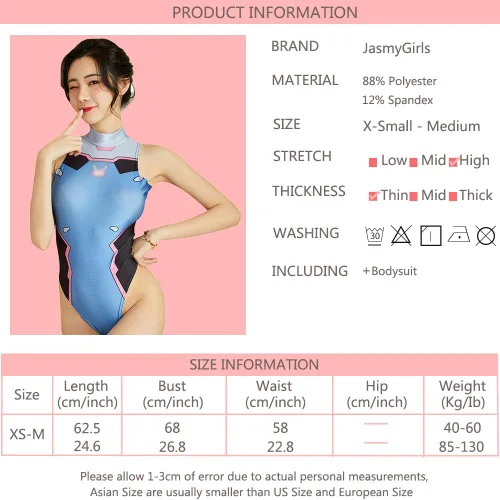 Vista 5 de JasmyGirls Traje de baño de una sola pieza con cintura alta sexy para mujer, diseño de anime y cosplay