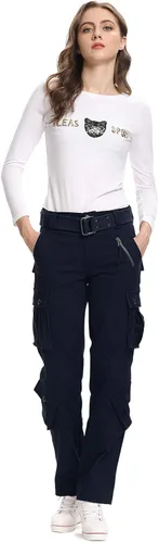 Vista 3 de Womens Stretch Casual Cargo Work Pants Camo Combat Tactical Travel Pants with 8 Pockets