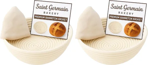 Vista 9 de Saint Germain Bakery Cesta Banneton Premium Redonda para Pan con Forro - Cesta de Fermentación Brotform Perfecta para Hacer Pan Hermoso (8 pulgadas)