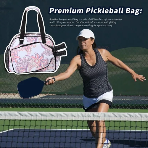 Vista 5 de Boulder Bee Bolsas de pickleball Bolsa de pickleball premium para mujer Bolsa de gimnasio de manohombro para mujer con soporte para botella