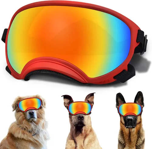 Vista 7 de Gafas de sol para perros medianos con correa ajustable, protección UV, gafas de sol para cachorros a prueba de viento, adecuadas para mascotas