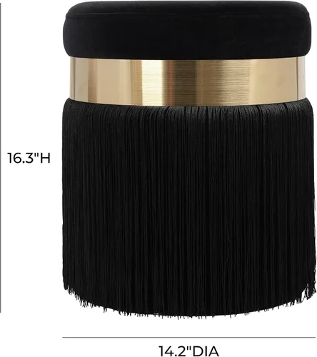 Vista 3 de Tov Furniture Melody - Otomana con borlas (negro)