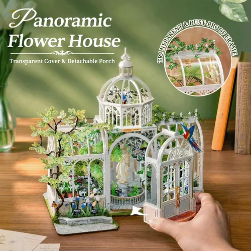 Vista 4 de Rolife Greenhouse Miniature House Kit with LED Light