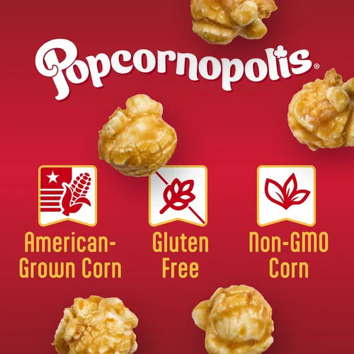 Vista 3 de Bolsa de 9.5 oz de palomitas de maíz con sabor a caramelo de Popcornopolis