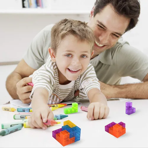 Vista 7 de WorWoder Bloques de construcción magnéticos para niños, cubos magnéticos 3D rompecabezas mágicos, juego de 7 bloques magnéticos de múltiples formas