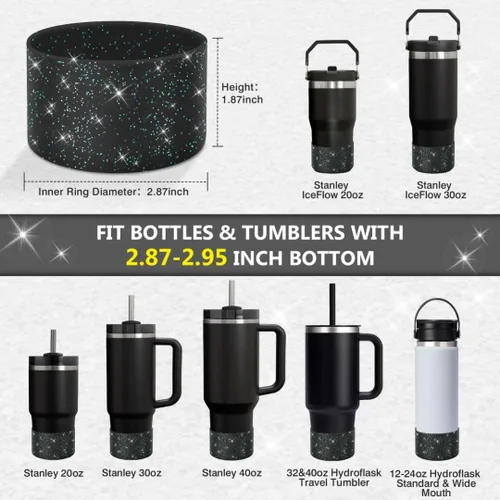Vista 2 de WUQID Funda protectora de silicona compatible con vasos Stanley Tumbler de 20 a 40 onzas y botella Hydro Flask de 12 a 24 onzas, reduce