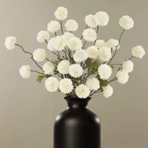 Vista 19 de DuHouse 6 piezas de flores artificiales de seda sintética pompón mamá