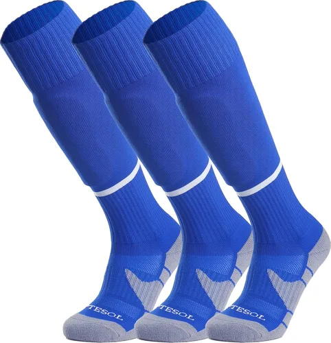 Vista 14 de APTESOL - Calcetas de fútbol hasta la rodilla (paquetes de 1/3/5) Calcetas acojinadas para niños, jóvenes, adultos, para equipos deportivos OTC