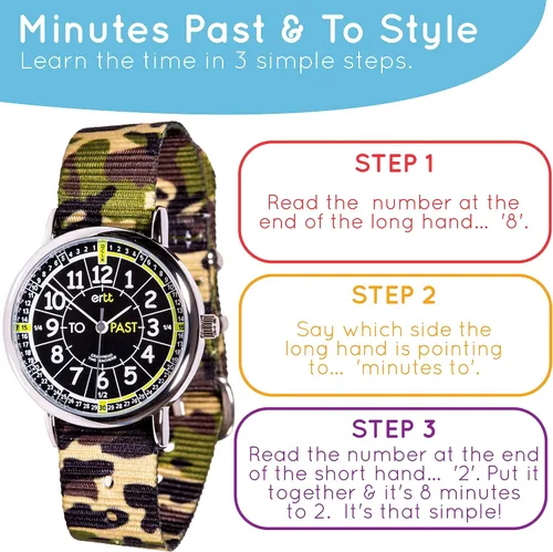 Vista 3 de EasyRead Time Teacher Kids Watch - Girls & Boys Watches for Kids - Analog Teaching Watch for Kids - Learn to Tell The Time Childrens Watch - 3 Step