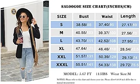 Vista 6 de Saloogoe Sudaderas ligeras con capucha y cremallera para mujer, sudaderas de manga larga, chaqueta delgada