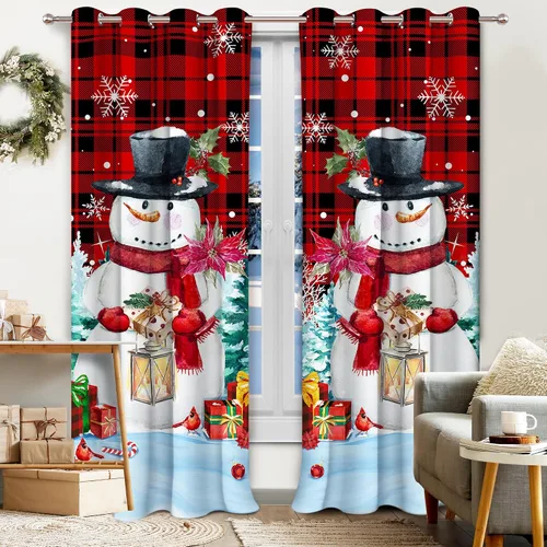 Vista 17 de Cortinas de Navidad de Hexagram para sala de estar, cortinas de árbol de Navidad de 63 pulgadas de largo para sala de estar juego de 2 paneles Negro