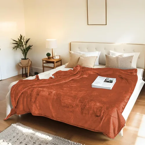 Vista 48 de Manta térmica eléctrica tipo throw tamaño 50"x60" - Tela de franela y sherpa de doble cara, 6 ajustes de calor y 3 horas de apagado automático