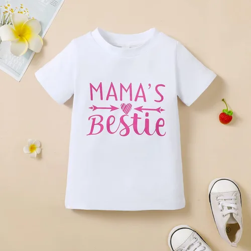 Vista 2 de Camiseta de mamá para niñas y bebés, camiseta de mamá para niñas pequeñas, blusa de mamá es mi mejor amiga, ropa para el día de la madre