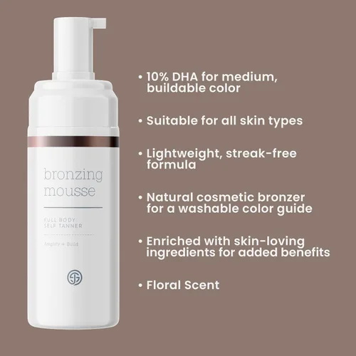 Vista 2 de SJOLIE Self Tanner - Mousse de bronceado sin sol Express + aplicador de guante Color oscuro medio, sin rayas, vegano, sin parabenos