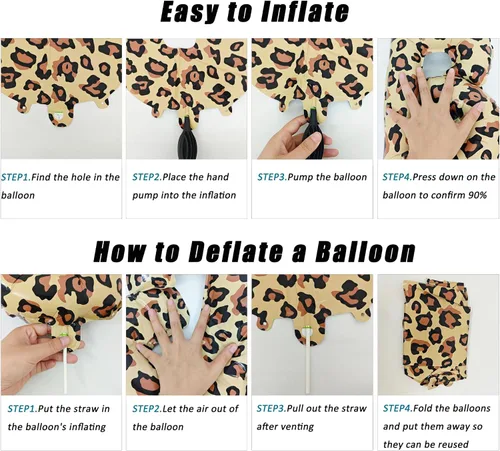 Vista 3 de Decoraciones de globos de letras de feliz cumpleaños con estampado de Estampado de leopardo