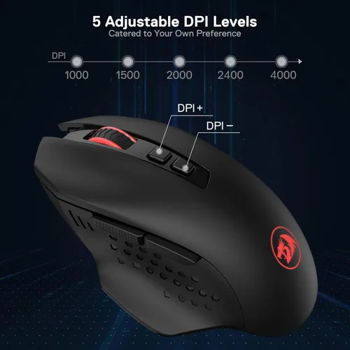 Vista 9 de Redragon Paquete de teclado con una sola mano K585 y mouse inalámbrico para juegos M656 Gainer