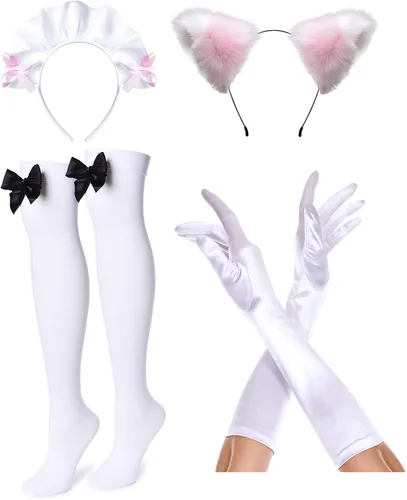 Vista 7 de Elibelle Vestido de sirvienta de anime japonés para cosplay, dulce clásico Lolita, delantal elegante con calcetines y guantes