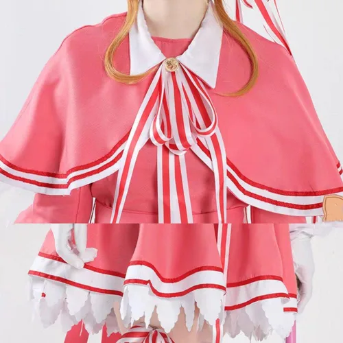 Vista 6 de Han shan Disfraz de cosplay, vestido de cosplay, vestido rosa, traje de batalla con sombrero para Halloween