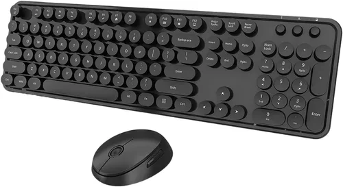 Vista 11 de Combo de teclado y mouse inalámbricos colorido - Teclado inalámbrico de 104 teclas con almohadilla numérica para PC Windows, portátil, laptop