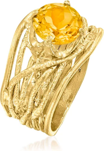 Vista 3 de Ross-Simons Gemstone Textured Openwork Ring in 18kt Gold Over Sterling