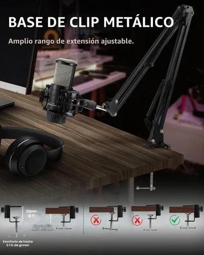 Vista 7 de ALABS Micrófono de condensador XLR, kit profesional de micrófono cardioide de grabación con diafragma de 25 mm para streaming, podcasting, canto