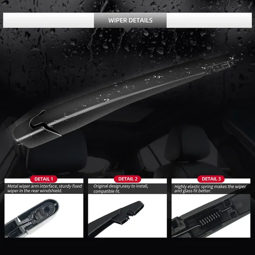 Vista 5 de Conjunto de limpiaparabrisas trasero, accesorios de brazo de limpiaparabrisas trasero de repuesto para Ford Edge 2007-2014, juego