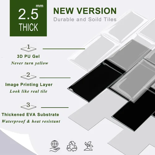 Vista 6 de STICKGOO 10-Sheet Backsplash Peel and Stick Subway Tile, Self Adhesive Vinyl Wall Tiles, Stick on Backsplash for Kitchen and Bathroom(Thicker Design)