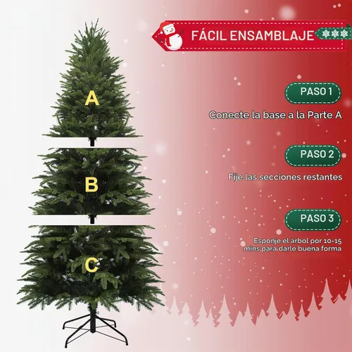 Vista 3 de Árbol de Navidad artificial preiluminado de 7.5 pies con luces Prelit 350 LED