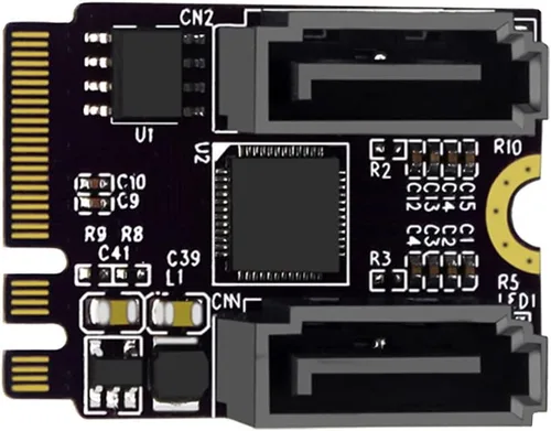 Vista 7 de Cablecc NGFF clave A+E PCI Express a SATA 3.0 6Gbps adaptador de doble puerto convertidor tarjeta de extensión de disco duro JMB582 2230