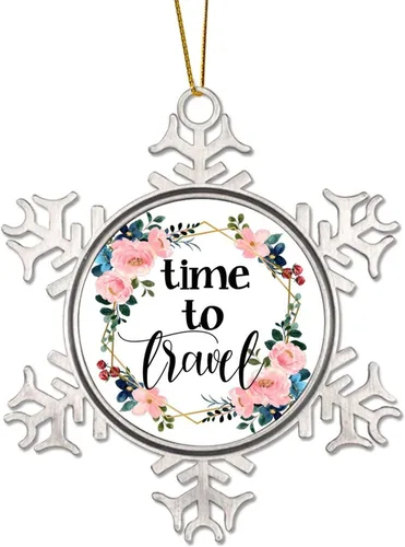 Vista 12 de Corona de flores florales Life is Sweet Adorno de copo de nieve de metal para árbol de Navidad, decoración colgante de árbol de Navidad, divertido