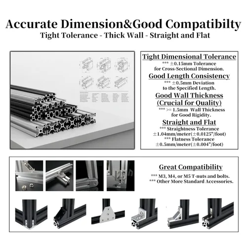 Vista 5 de BELLA BAYS 4 unids 39.37 pulgadas 39.370 in 3030 ranura T perfil de extrusión de aluminio estándar europeo anodizado negro extruido lineal guía